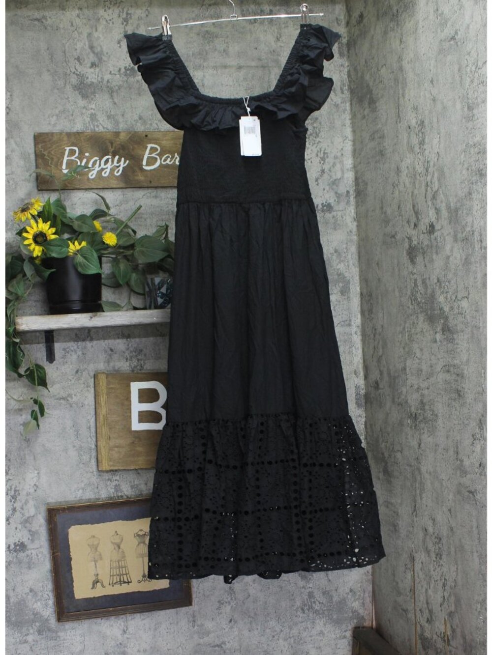NWT Dotti Off-The-Shoulder Flounce Cover-Up Dress 85381 Black S